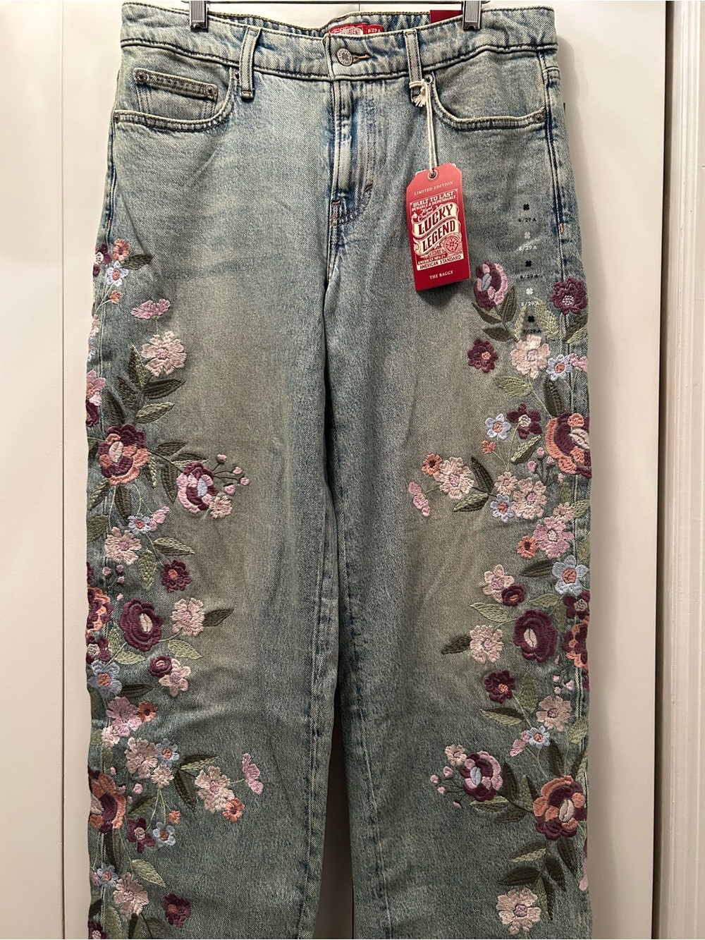 NWT Lucky Legend Jeans Limited Edition Fully Embroidered Baggy - Vintage Wash - Picture 6 of 12